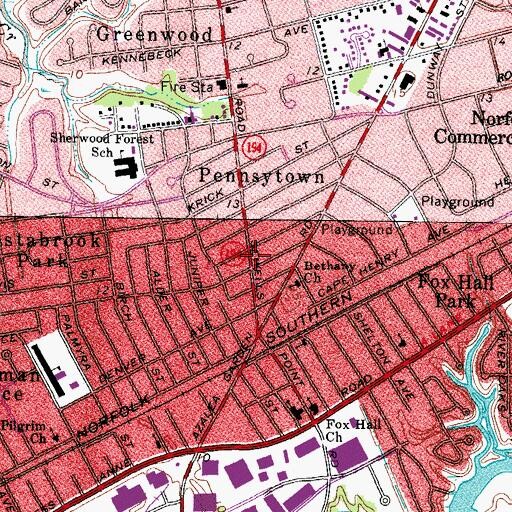 Topographic Map of New Hope Church of Deliverance, VA