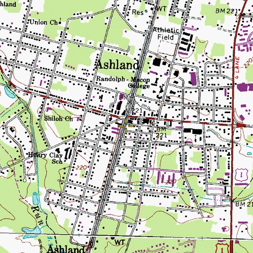 Topographic Map of Pamunkey Regional Library Richard S Gillis Jr Ashland Branch Library, VA