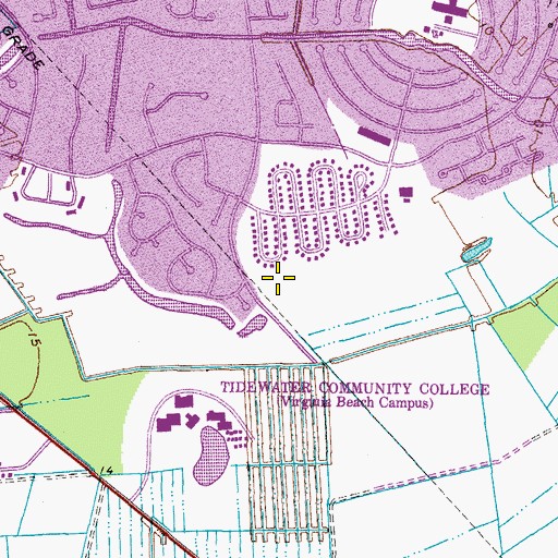 Topographic Map of Virginia Beach County Public Library South Rosemont Youth Library, VA