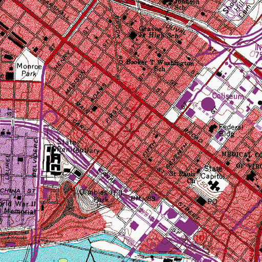 Topographic Map of Bolling Haxall House, VA