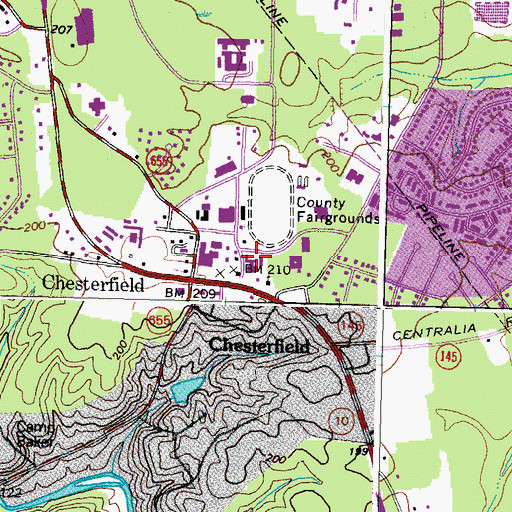 Topographic Map of Chesterfield County Museum, VA