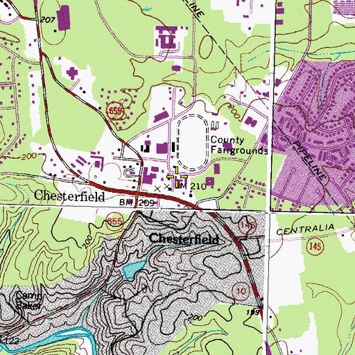 Topographic Map of Chesterfield County Museum, VA