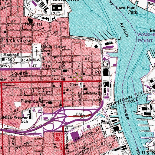 Topographic Map of Courthouse Galleries, VA