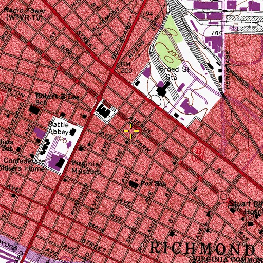 Topographic Map of Virginia Center for Architecture, VA