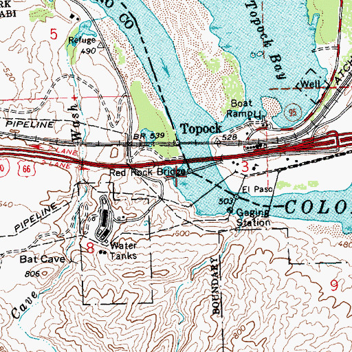 Topographic Map of Red Rock Bridge, CA