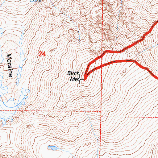 Topographic Map of Birch Mountain, CA