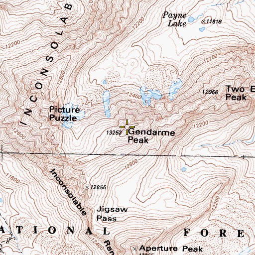 Topographic Map of Gendarme Peak, CA