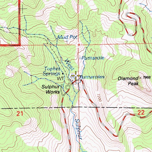 Topographic Map of Tophet Springs, CA