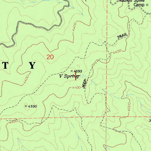 Topographic Map of V Spring, CA