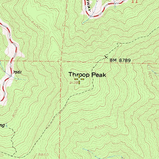 Topographic Map of Throop Peak, CA