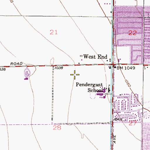 Topographic Map of Young America West, AZ
