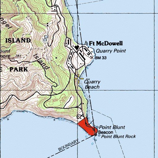Topographic Map of Quarry Beach, CA