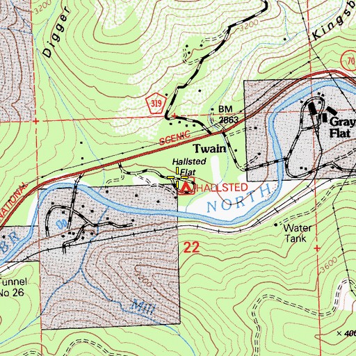 Topographic Map of Hallsted Flat, CA