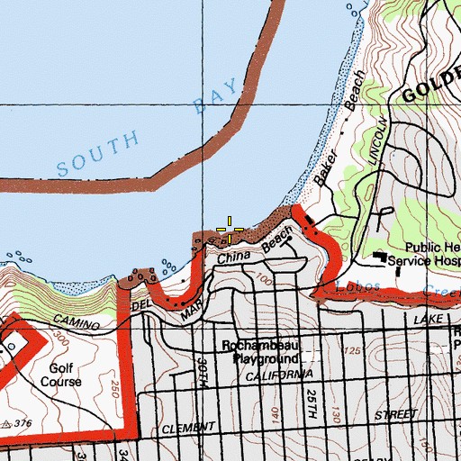 Topographic Map of China Beach, CA