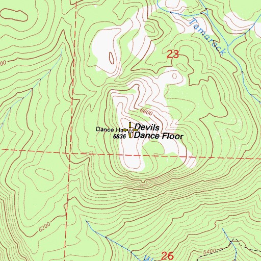 Topographic Map of Devils Dance Floor, CA