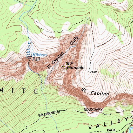 Topographic Map of K P Pinnacle, CA
