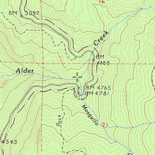 Topographic Map of Mosquito Creek, CA