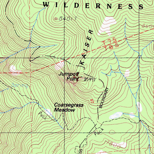 Topographic Map of Jump Off Point, CA