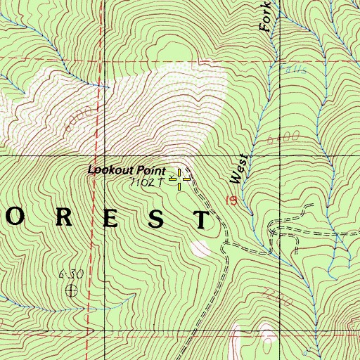 Topographic Map of Lookout Point, CA
