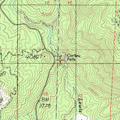 Topographic Map of Corlieu Falls, CA