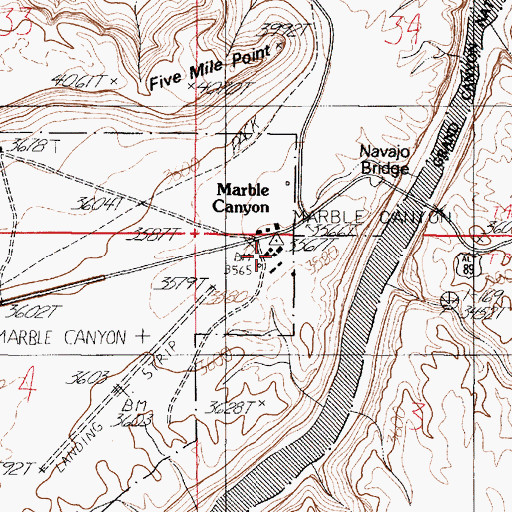 Topographic Map of Marble Canyon, AZ