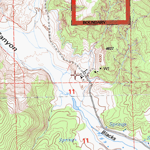 Topographic Map of Bacon Ranch (historical), CA
