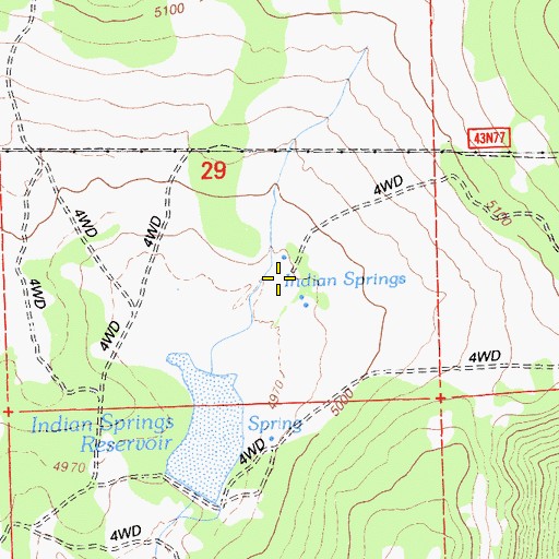 Topographic Map of Indian Spring, CA