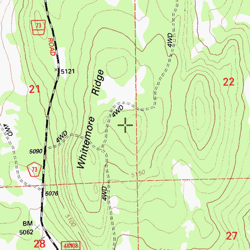 Topographic Map of Whittemore Ridge, CA