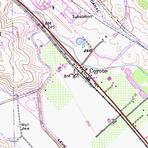 Topographic Map of Coyote, CA