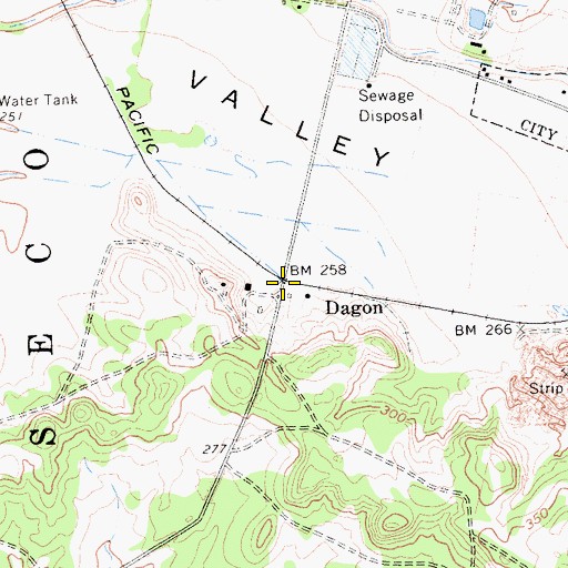 Topographic Map of Dagon, CA