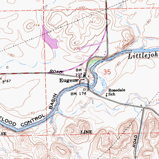 Topographic Map of Eugene, CA