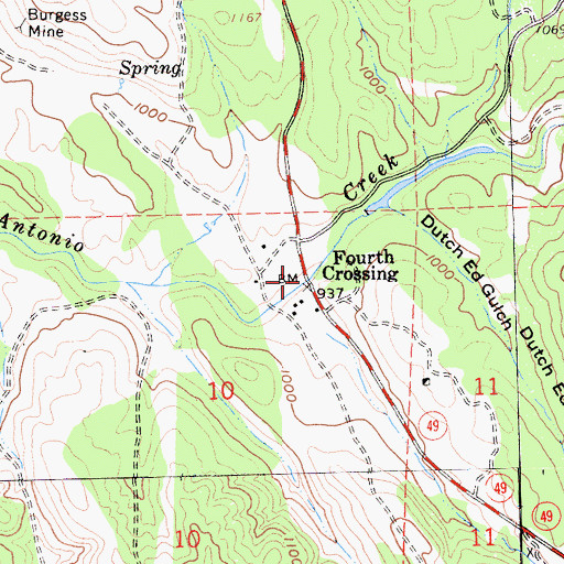 Topographic Map of Fourth Crossing, CA