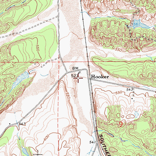 Topographic Map of Hooker, CA