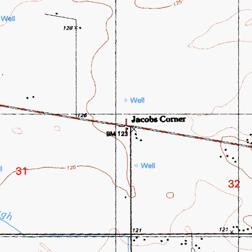 Topographic Map of Jacobs Corner, CA