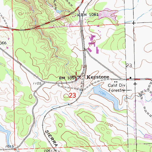 Topographic Map of Keystone, CA