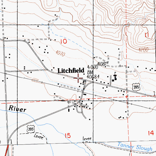 Topographic Map of Litchfield, CA