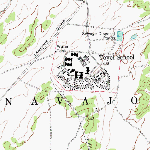 Topographic Map of Toyei, AZ
