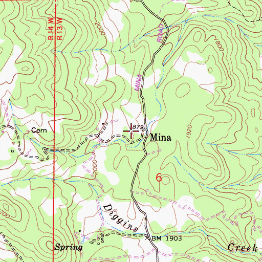 Topographic Map of Mina, CA