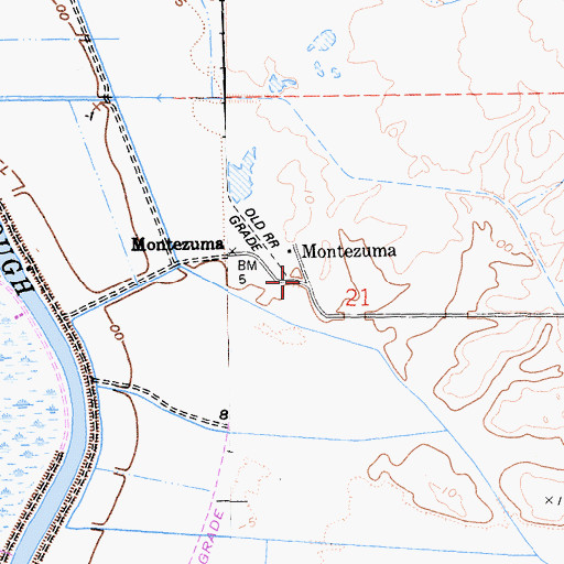 Topographic Map of Montezuma, CA