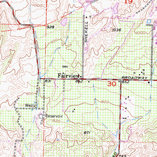 Topographic Map of Fairview, CA