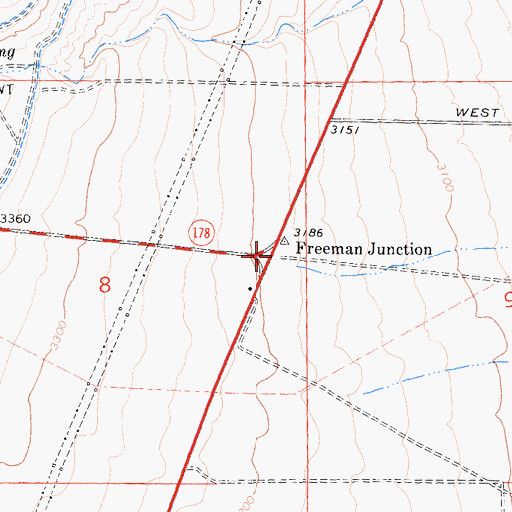Topographic Map of Freeman Junction, CA