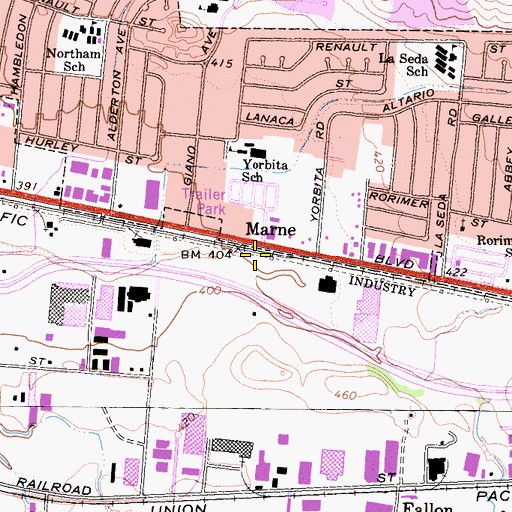 Topographic Map of Marne, CA
