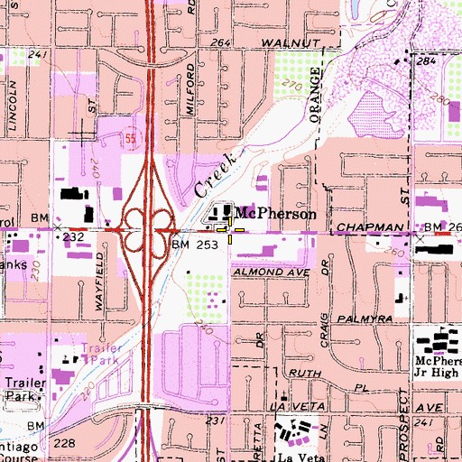 Topographic Map of McPherson, CA