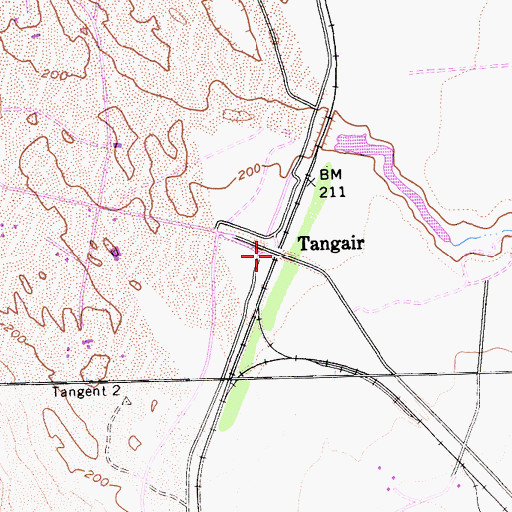 Topographic Map of Tangair, CA