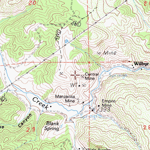 Topographic Map of Central Mine, CA