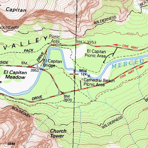 Topographic Map of El Capitan Picnic Area, CA