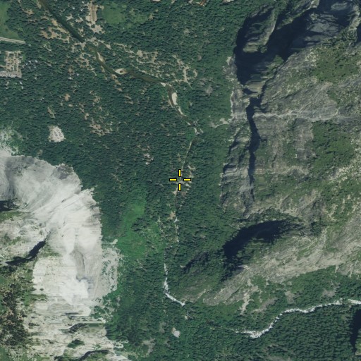 Aerial/Satellite Image of Happy Isles Bridge, CA