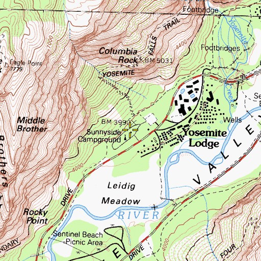 Topographic Map of Sunnyside Campground, CA