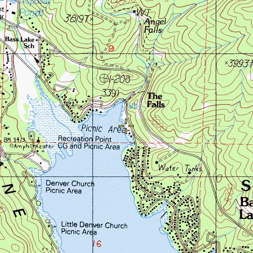 Topographic Map of Falls Beach Picnic Area, CA