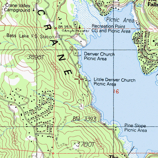 Topographic Map of Little Denver Church Campground, CA